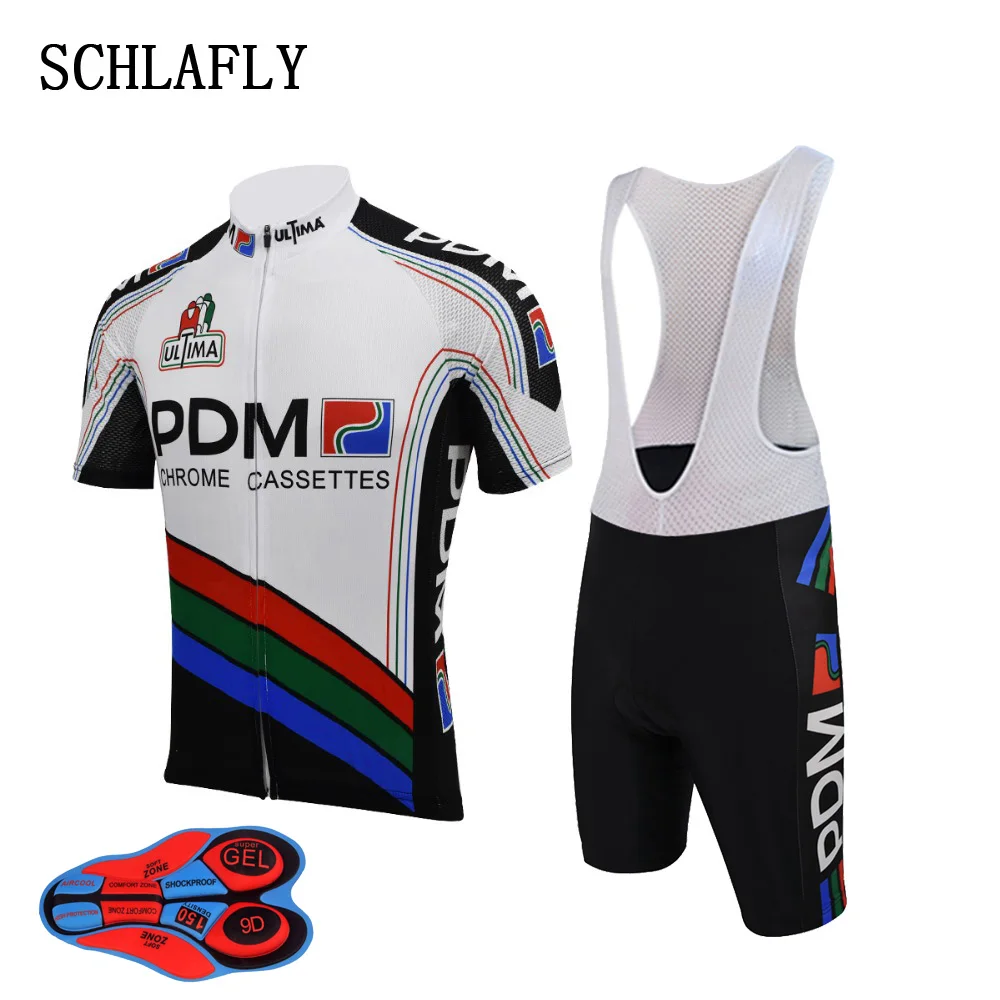 

retro pdm cycling jersey sets 9d Silicone cushion summer short sleeve jersey+bib pants bike wear cycling clothing schlafly