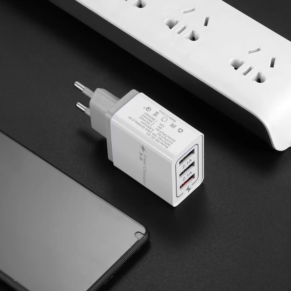 3 порта USB быстрое зарядное устройство ЕС США штекер USB конвертер для iphone Oneplus 7 6t huawei P20 P30 Xiaomi Meizu быстрое зарядное устройство конвертер