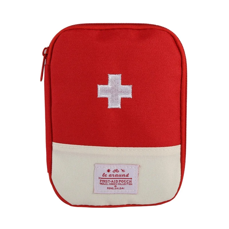 Red Cross Pattern Stylish Small Travel First Aid Kit Carry Medicine Capsules Emergency Medicine Organizer Storage