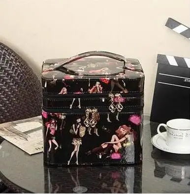 

black cute girl! package Cosmetic bag makeup bag easy- use for necessary makeup tools kits, very popular nice ,good quality