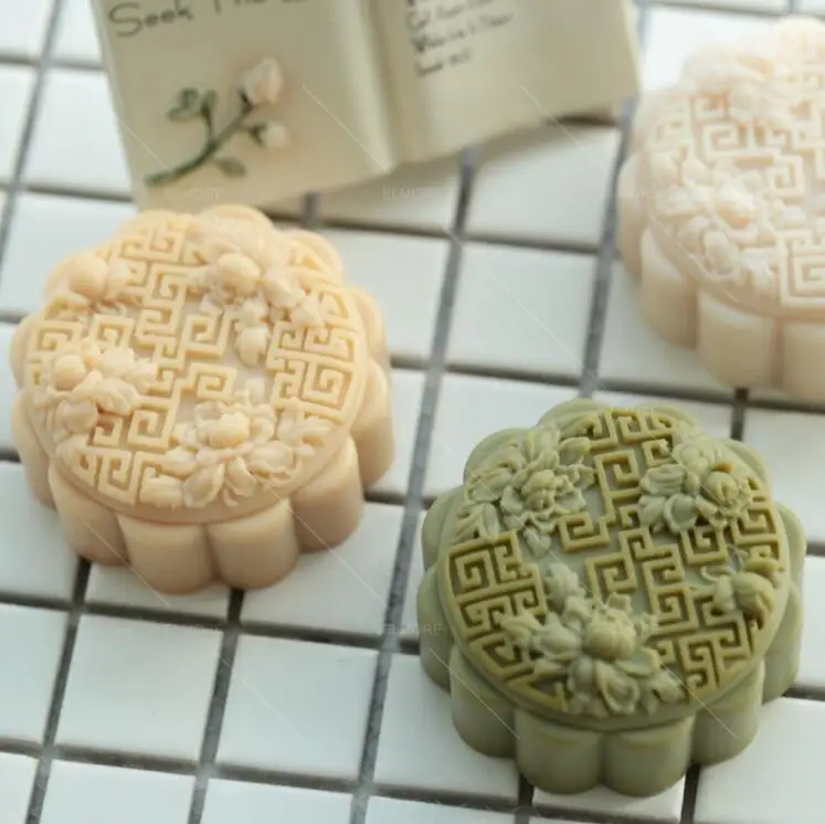 

Silicone Soap Molds Diy Chinese Style Mould Lotus round Handmade Soap making Mooncake Mould Silicone soaps Mould przy