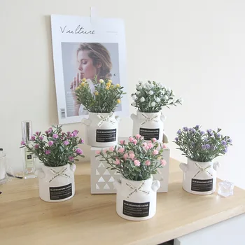 

Zinmol Artificial Baby's Breath Flower Plastic Plant Cute Fake Bonsai Table Decor for Wedding Home Hotel Party Decorations