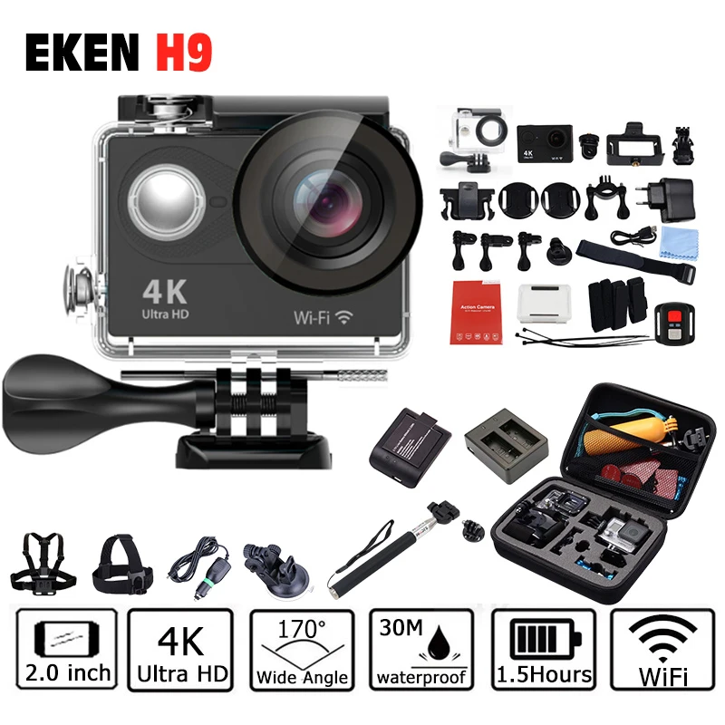 Buy Cheap Outdoor Action Camera EKEN H9/H9R 1080P Sport cam deportivas HD waterproof Go Underwater Pro hero 5 170' Angle Mini Video DV