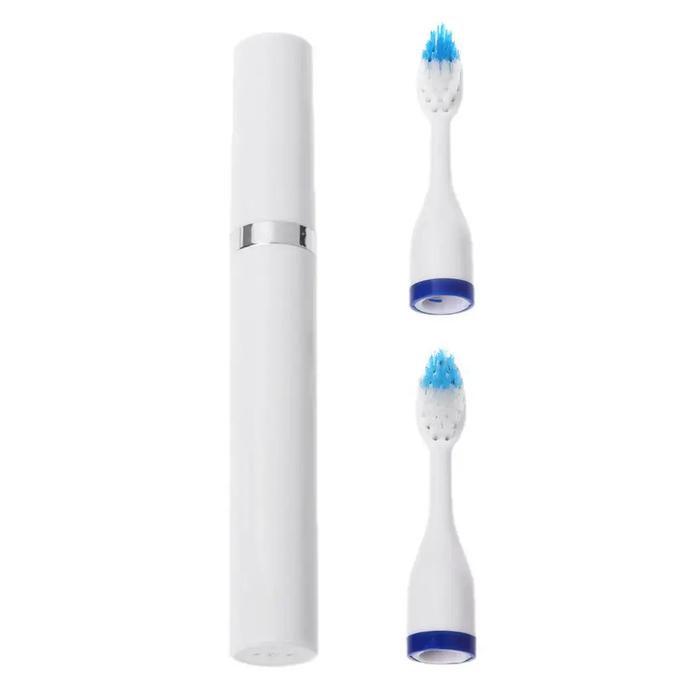 Переносная электрическая зубная щетка уход за полостью рта Глубокая очистка батареи щетка питания 3 головки - Цвет: W