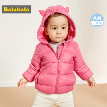 

Balabala Infant Baby Quilted Lightweight Critter Down Jacket Newborn Baby Girl Boy Hooded Puffer Jacket with Zip Chinlon Lined