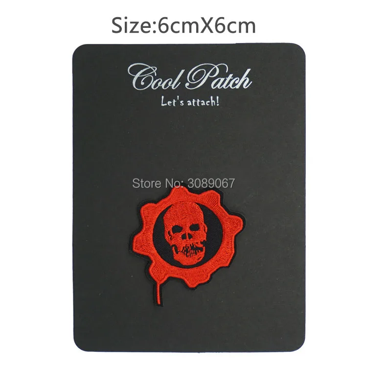 

Gears of War RED OMEN SKULL Logo Shoulder Uniform Movie TV Series Costume Cosplay Embroidered Emblem applique iron on patch