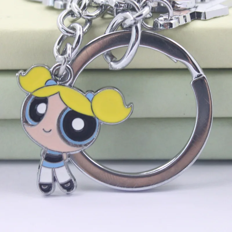 P1339 Dongmanli аниме The Powerpuff девушки фигурки брелока цветок проф utanium брелок круглый мультфильм детские брелки