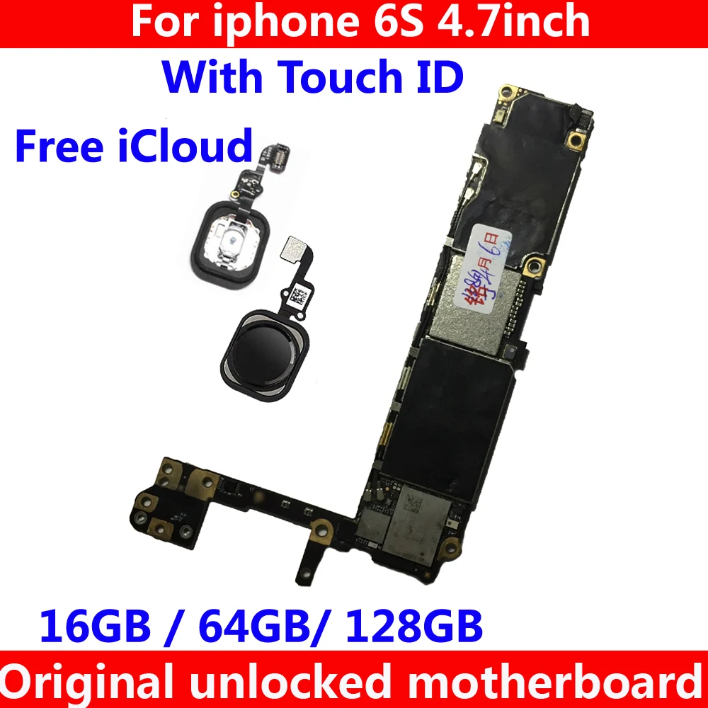 good working 16gb 32gb 64gb 128gb Original unlocked motherboard for iphone 6S with / without touch ID Free iCloud IOS mainboard | Мобильные