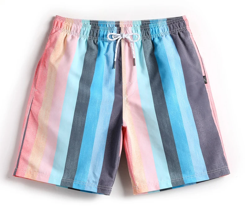 Пляжные шорты мужские цветные полосатые плавки купальные костюмы Surf Шорты мужские купальники спортивные пот купальники внутри на