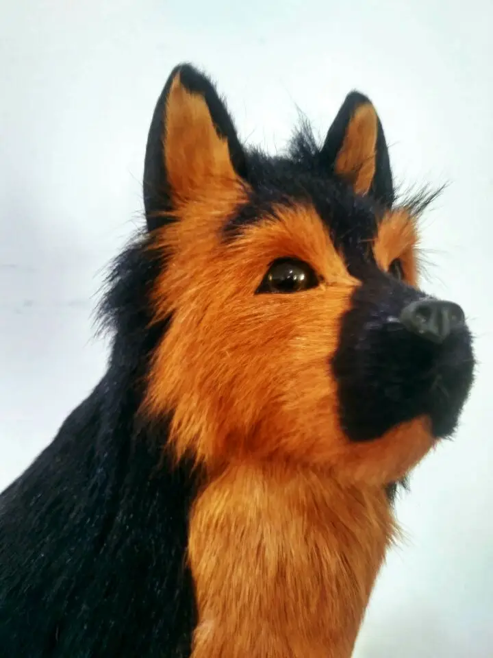Моделирование собака-Волкодав жесткий модель полиэтилен и натуральные меха черные Сидящая собака 34x32 см украшение ручной работы подарок s0810