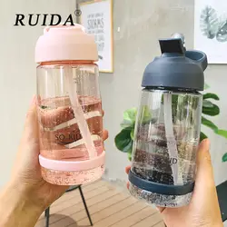 RUIDA 550 ML 850 ML 1000 мл спортивные бутылки экологичные с крышкой Пеший Туризм Кемпинг Пластик соломинка для напитков бутылка для воды для