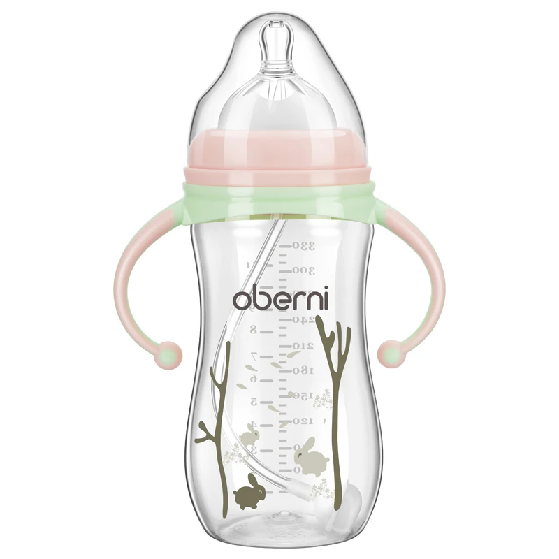 

270ml/330ml Baby Feeding Bottle Newborn Width Mouth Training Cup Infant Learn Feeding Drinking Kids Nursing Product With Handle