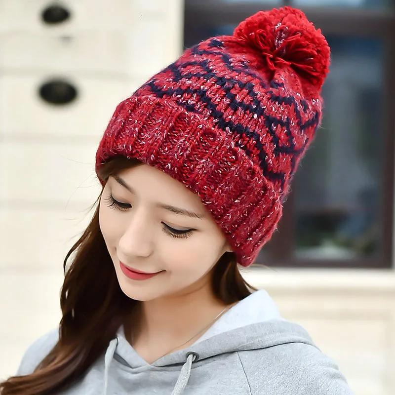 

BomHCS Fashion Women's Winter Warm Parquet Crochet Beanie Handmade Knitted Hat Cap