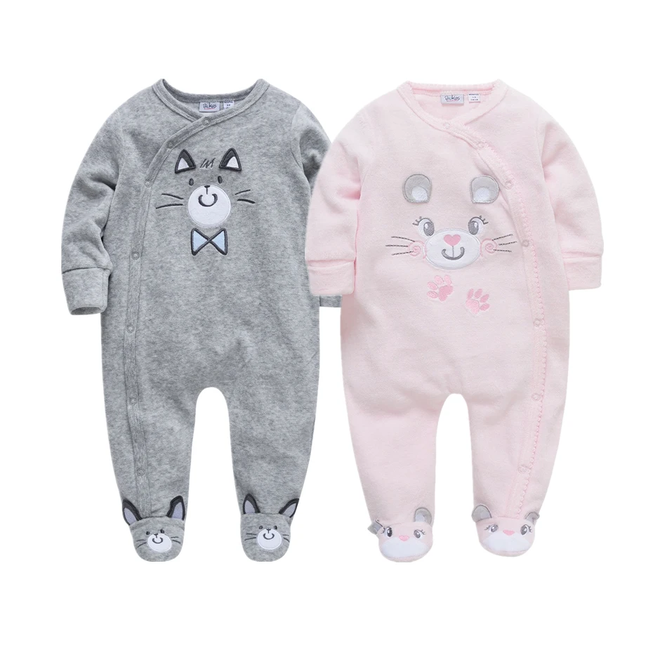 

2018 Fall Baby Clothes Winter Baby Velvet Rompers Boy Clothes Cartoon Animal 3D Romper Jumpsuit Warm Newborn Infant Clothing