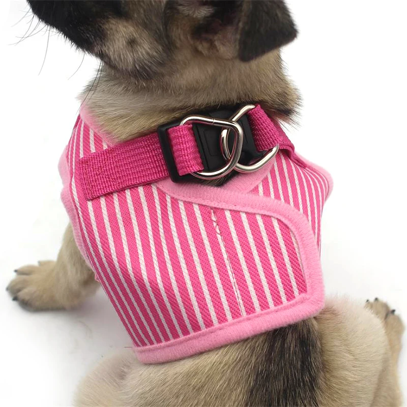 Stripe Pet Dog Harness Breathable Vest Cat Harnesses Chest Leash For