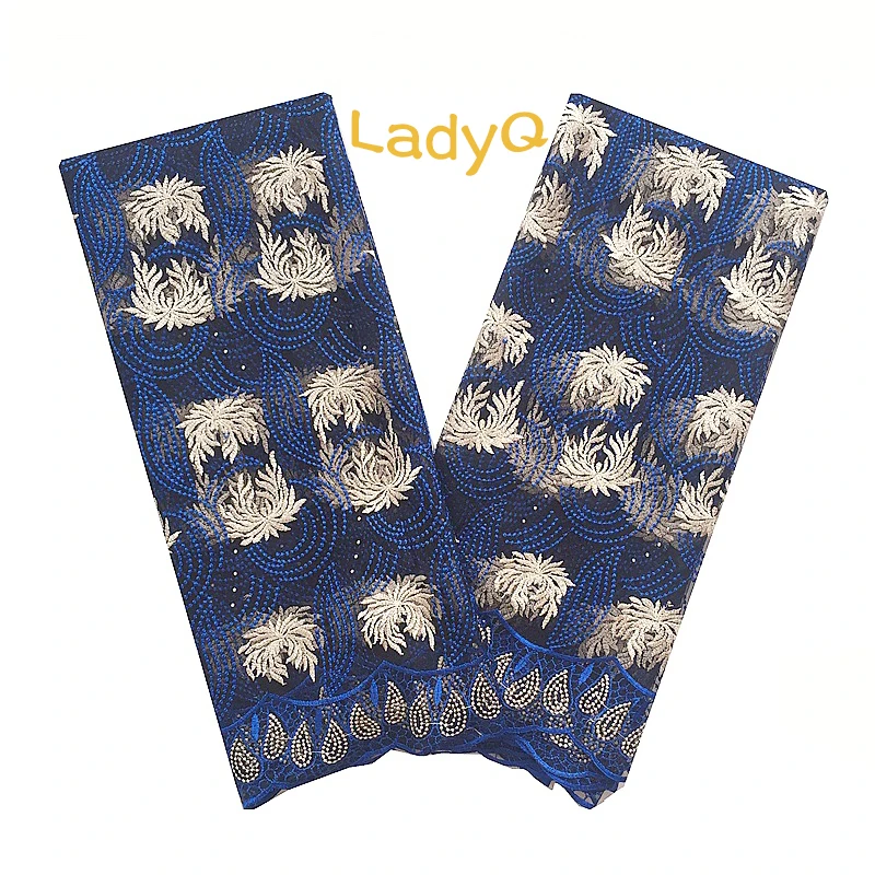 

LadyQ Aso Ebi African French Lace Fabric High Quality 2018 White Embroidered Net Nigeria Lace 5 Yard Pink Royal Blue Lace Fabric