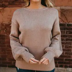 Женские Плюс Размеры рукава свитер Цвет спинки бантом пуловер Топы Свободные Трикотаж оверсайз джемпер S-2XL