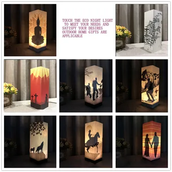 

Bedside Lamp Night Light Warm White Bulb Dimmable Gift Wood Table lamp decorative touch lamp night light gift Lamparas 40AP03