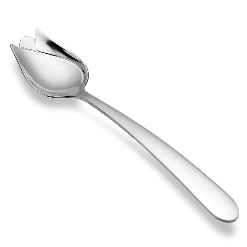 Big Tulip Flower Rose 304 Stainless Steel Coffee Stirring Scoop Dessert Milk Tea Drink Cafe Scoop Teaspoon Tea Dinner Spoon