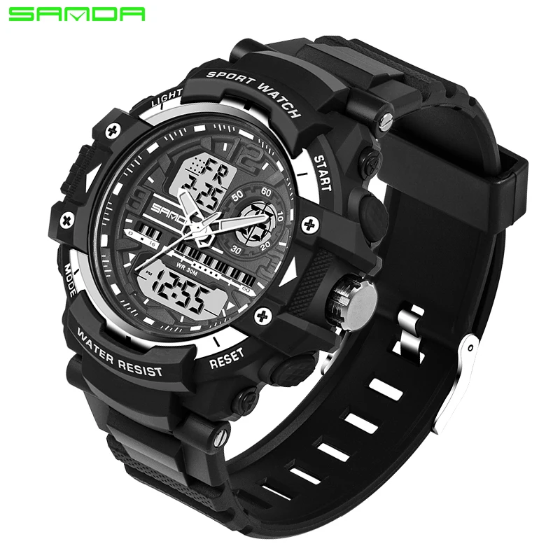 

SANDA Fashion Digital Watch Men Camping Diving Military Sport Watch Geneva Clock for Male Men Wrist Watch Relogio Masculino