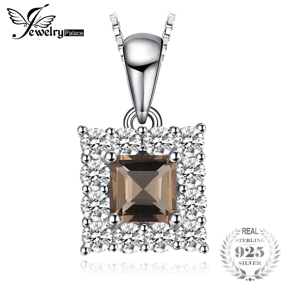 Jewelrypalace краткий 0.6ct квадратных вырезать дымчатый Quartzs Halo Цепочки и ожерелья