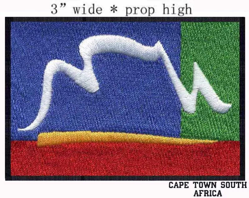 Cape Town, South Africa Flag 3"wide embroidery patch for white stripes