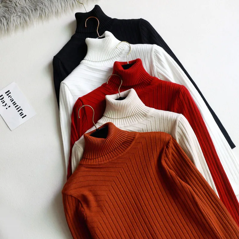 783.43руб. 40% СКИДКА|Высокое качество, новинка, Осень зима, водолазка, пуловер, свитер, женский, теплый, толстый, однотонный, базовый, свитер, женский, с длинным рукавом-in Пуловеры from Женская одежда on AliExpress 