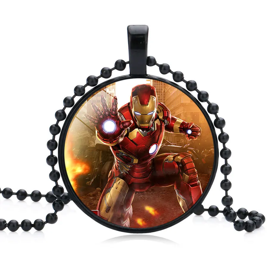 

2019 new arrival Super hero movie The Avengers Iron Man Thor Hulk black crystal crystal pendant necklace men kids jewelry