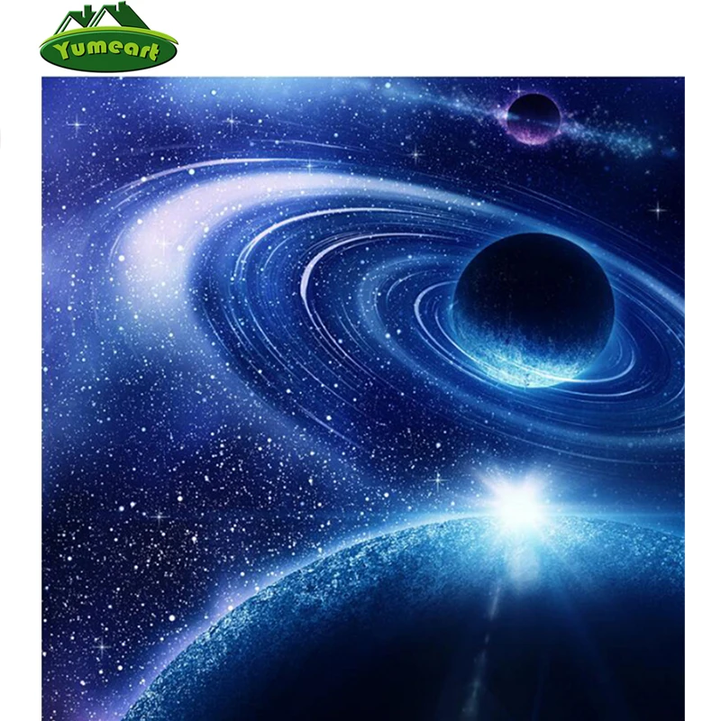 

YUMEART Diy Diamond Embroidery Gorgeous Outer Space Diamond Painting By Number Diamond Mosaic Embroidery Planet Home Decoration