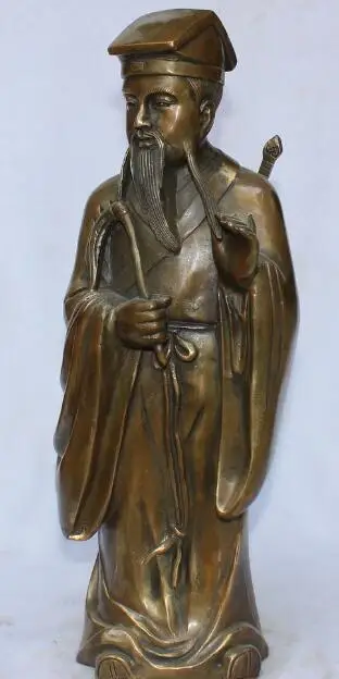 

S5236 16" Famous China Chinese Bronze Taoism Eight Immortals Lv Dongbin Buddha Statue