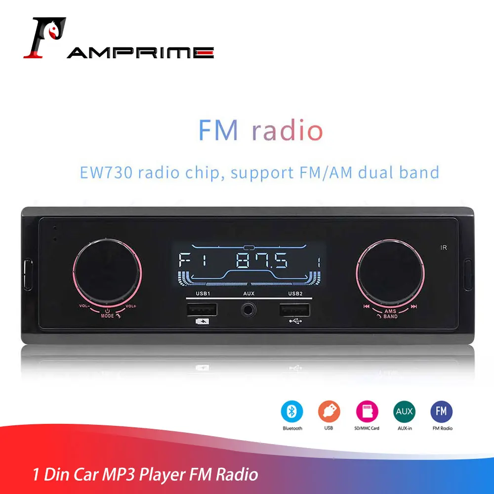 Автомобильный MP3-плеер AMPrime 1 Din fm-радио тюнер 2 5 дюймов большой светодиодный