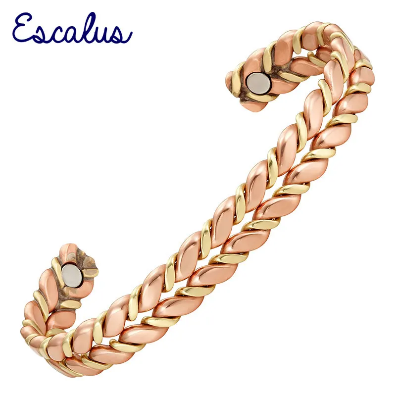 

Escalus Healing Pure Copper Bangle For Women Magnetic Bangle 2-Tone color Men Bangle Wristband Bio Health Jewelry