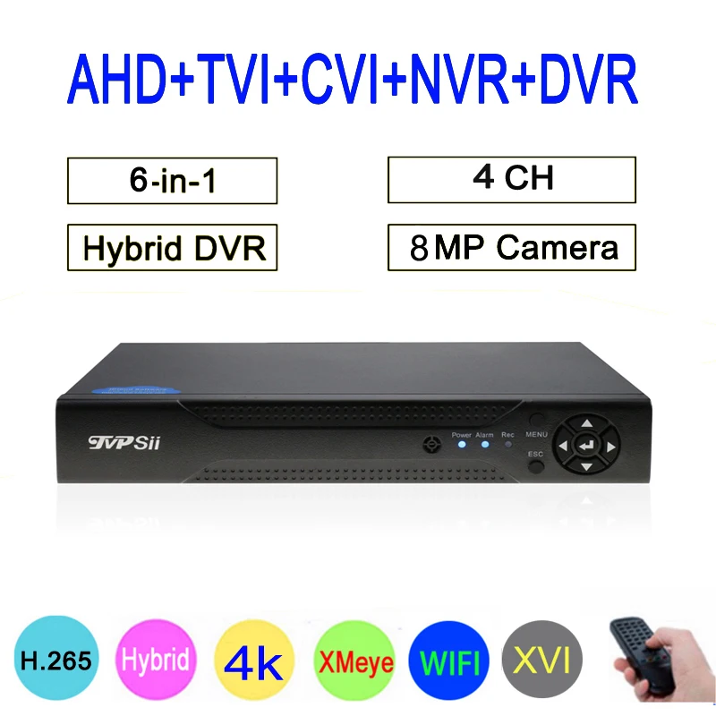Скидка 8MP камера видеонаблюдения XMeye Hi3521D 4CH 4 канальный Гибридный wifi 6 в 1 H.265 + XVI TVI CVI NVR AHD CCTV DVR Бесплатная доставка