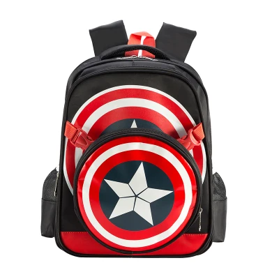Горячее предложение! Распродажа! 3D мультфильм Капитан Америка детские школьные сумки, студенческие мальчиков водонепроницаемый рюкзак крутой Детский комплект с рисунком из Аниме 6-12 лет, детский подарок - Цвет: Черный