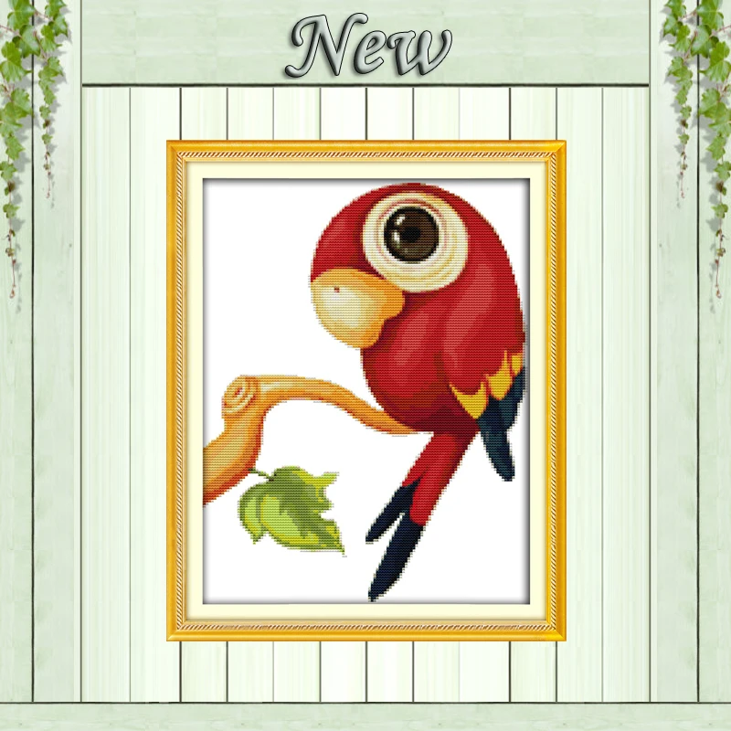 Parrot cartoon animals decor painting counted print on canvas DMC 14CT 11CT Cross Stitch chinese kits Needlework Embroidery Sets | Дом и сад