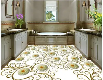 

Fresh and simple lines Custom Photo self-adhesive 3D floor Waterproof floor mural painting 3d floor wallpapers