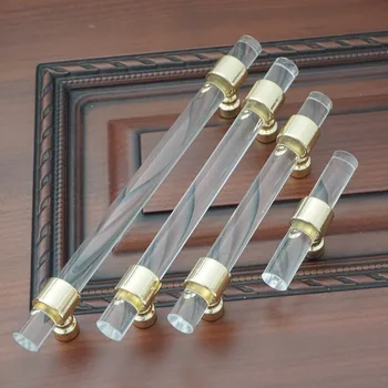 

3.75" 5" 6.3" Dresser Pulls Drawer Handle Acrylic Clear Gold Dresser Pulls Kitchen Cabinet Door Handle Pull Knob Hardware Modern