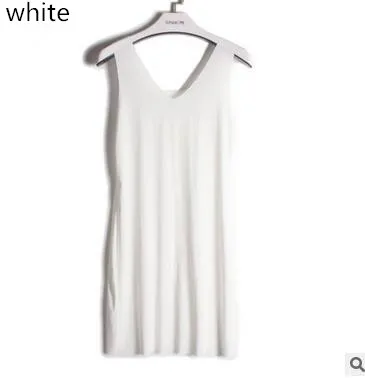 HOT 2017 female seamless nightwaer Women's Plus size Long Underdress Sleeveless ladies full slips 7 colors
