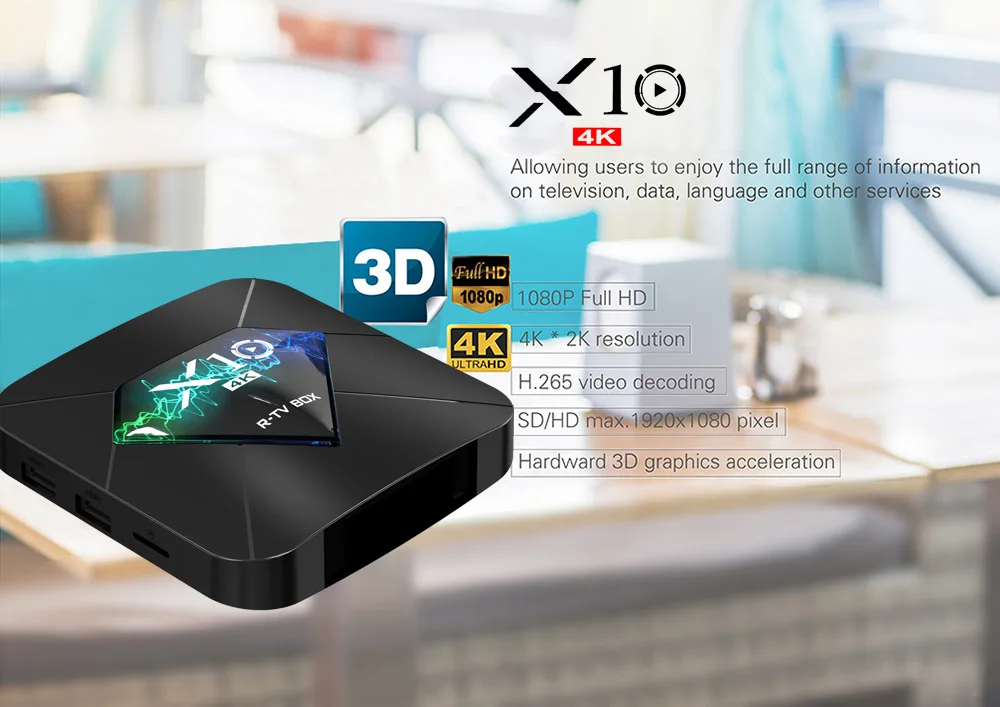 

2019 New Smart Home X10 S905W Smart TV Box Quad Core 2GB+16GB Android 7.1 OS WIFI H.265 HDR 3D 4K Set Top Box Media Player