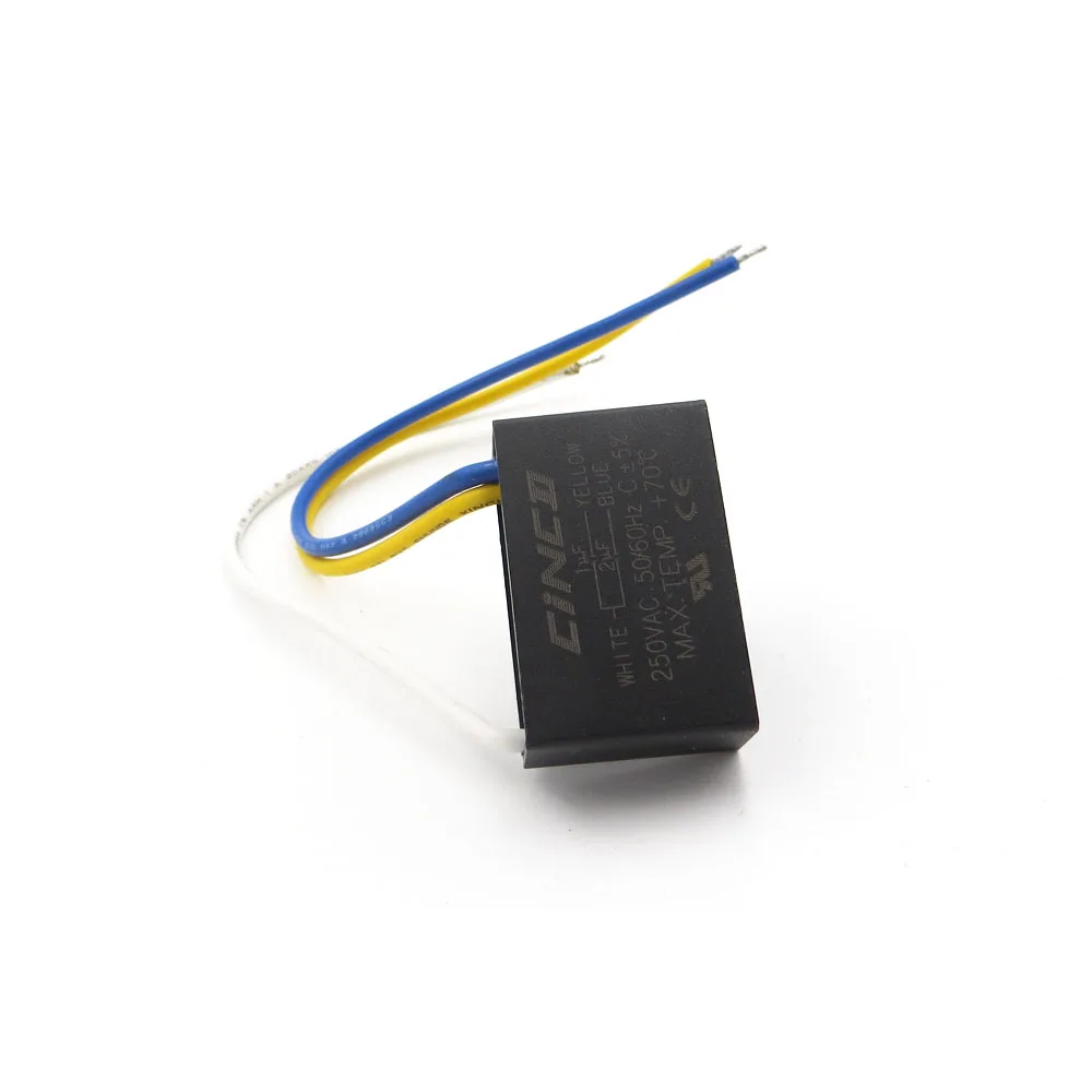 CBB61 1 мкФ + 2 250V 3 провода моторный ходовой конденсатор с алюминиевой крышкой