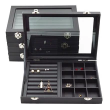 Hot sale Fashion New Size PU Leather Jewelry Organizer Jewelry Display Earring Holder Ring Box Necklace box Jewellery Gift Box peace dove jewelry box gift box peace bird girls gift box packaging organizer earring holder