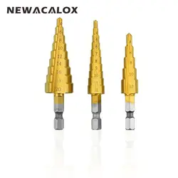 NEWACALOX Шестигранная головка высокая скорость сталь дерево Металл сверление титановые ступенчатые сверла 3-мм 12 мм 4-мм 12 мм 4-мм 20 мм HSS