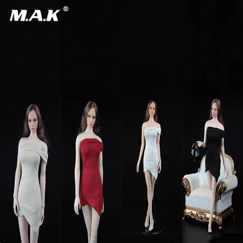 

1:6 Sexy Women's Shoulder Dress Female Stretch Shirt Skirt Shoulder Short Dress Sets for 12 Inches Action Figure Body