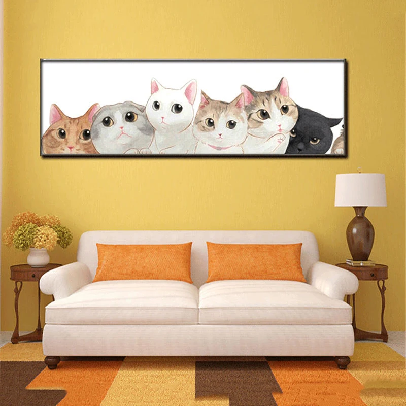 

Prints Painting Pictures Wall Art Modular Minimalist 1 Pieces Cute Cats Home Decor Canvas Poster Bedside Background Frameless