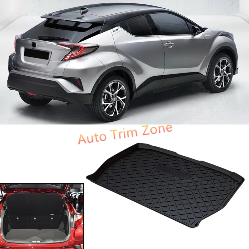 

1PCS Black Inner Rubber Rear Trunk Boot Mat Carpet For Toyota C-HR CHR 2016-2017