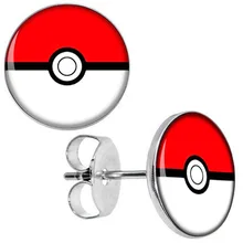 Серьги-гвоздики оптом Pokeball серьги из нержавеющей стали шпильки Cheater модные ювелирные изделия 8 мм 10 мм AW5064