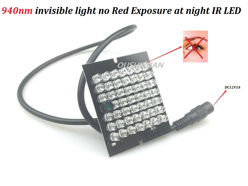 

CCTV 48PCS Led Invisible Hidden Night Vision 940nm IR Infrared Illuminator Light For CCTV Camera (No red exposure at night)