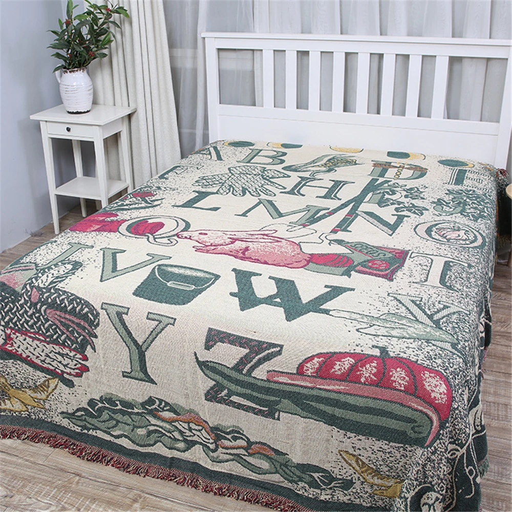 

Vintage Pattern Knitted Sofa Blanket cotton Thread Throws Blankets For Sofa Beds