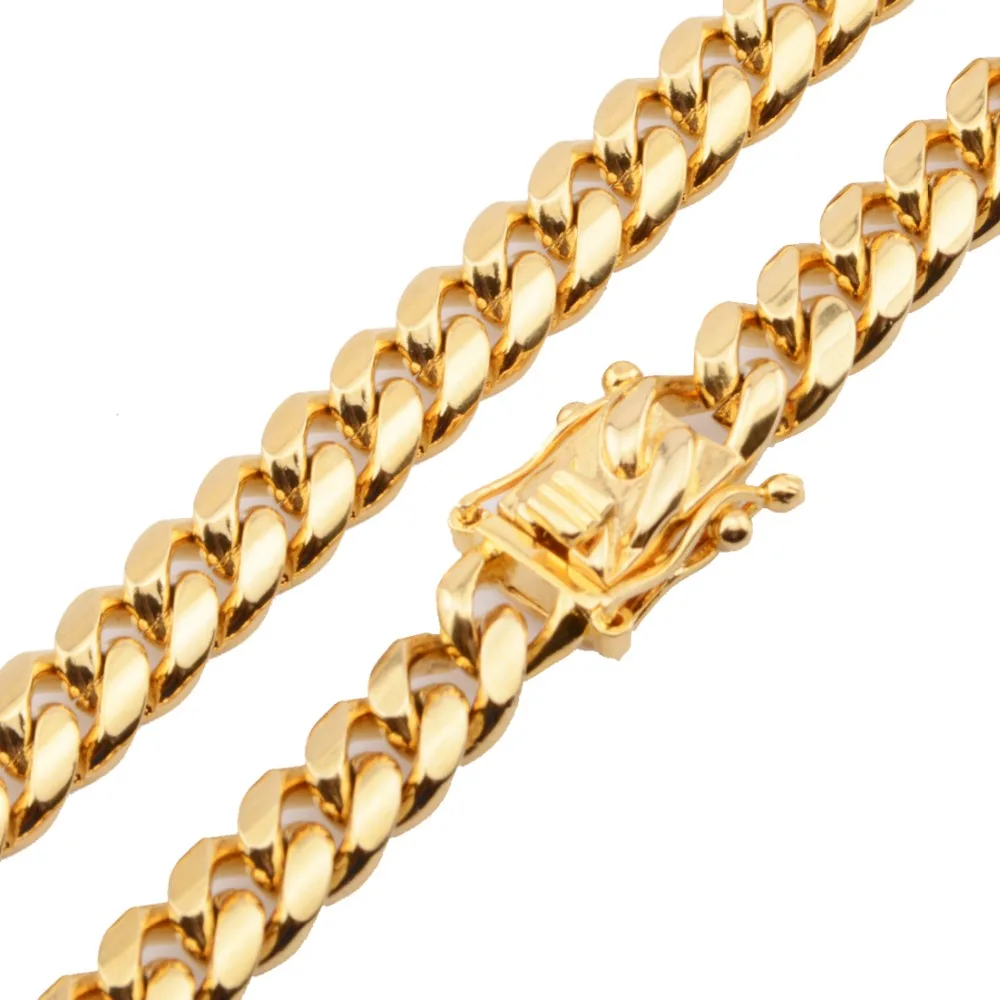 8 мм очаровательное мужское женское кубинское ожерелье или браслет из нержавеющей стали золотое литье цепочка Ювелирные изделия Customizd 7-40"