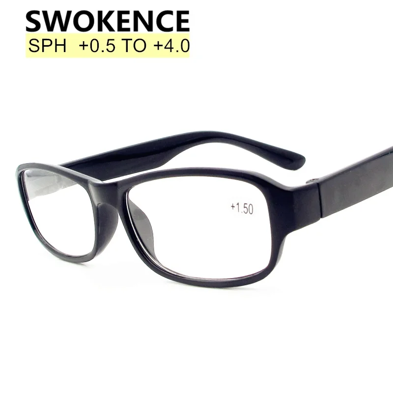 Очки для чтения SWOKENCE от 0 5 до 4 мужские и женские небьющиеся очки в черной оправе с